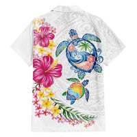 Hawaiian Abstract Art Turtles Hawaiian Shirt with Plumeria and Hibiscus LT03 - Polynesian Pride