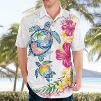 Hawaiian Abstract Art Turtles Hawaiian Shirt with Plumeria and Hibiscus LT03 - Polynesian Pride