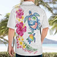 Hawaiian Abstract Art Turtles Hawaiian Shirt with Plumeria and Hibiscus LT03 - Polynesian Pride