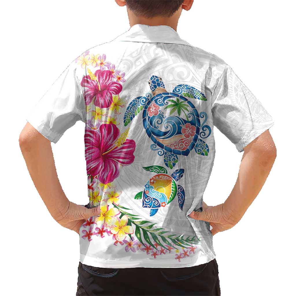 Hawaiian Abstract Art Turtles Hawaiian Shirt with Plumeria and Hibiscus LT03 - Polynesian Pride