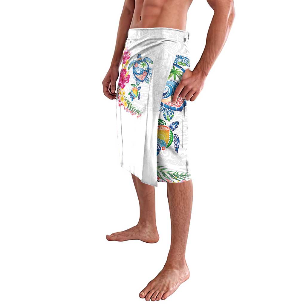 Hawaiian Abstract Art Turtles Lavalava with Plumeria and Hibiscus LT03 - Polynesian Pride
