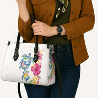 Hawaiian Abstract Art Turtles Leather Bag with Plumeria and Hibiscus LT03 - Polynesian Pride