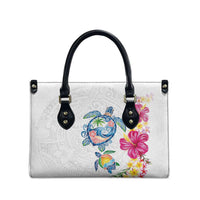 Hawaiian Abstract Art Turtles Leather Bag with Plumeria and Hibiscus LT03 - Polynesian Pride