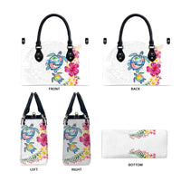 Hawaiian Abstract Art Turtles Leather Bag with Plumeria and Hibiscus LT03 - Polynesian Pride