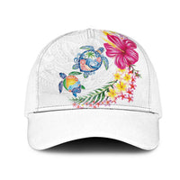 Hawaiian Abstract Art Turtles Mesh Trucker Cap with Plumeria and Hibiscus LT03 One Size White White - Polynesian Pride