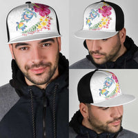 Hawaiian Abstract Art Turtles Mesh Trucker Cap with Plumeria and Hibiscus LT03 - Polynesian Pride