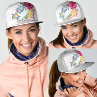 Hawaiian Abstract Art Turtles Mesh Trucker Cap with Plumeria and Hibiscus LT03 - Polynesian Pride