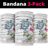 Hawaiian Abstract Art Turtles Neck Gaiter with Plumeria and Hibiscus LT03 package One Size: 25*50cm White - Polynesian Pride