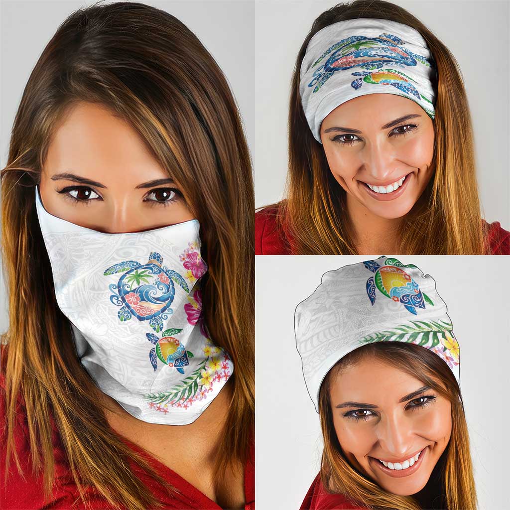 Hawaiian Abstract Art Turtles Neck Gaiter with Plumeria and Hibiscus LT03 - Polynesian Pride