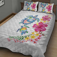 Hawaiian Abstract Art Turtles Quilt Bed Set with Plumeria and Hibiscus LT03 - Polynesian Pride