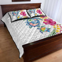 Hawaiian Abstract Art Turtles Quilt Bed Set with Plumeria and Hibiscus LT03 - Polynesian Pride