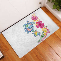 Hawaiian Abstract Art Turtles Rubber Doormat with Plumeria and Hibiscus LT03 - Polynesian Pride