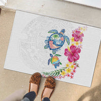 Hawaiian Abstract Art Turtles Rubber Doormat with Plumeria and Hibiscus LT03 - Polynesian Pride