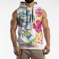 Hawaiian Abstract Art Turtles Sleeveless Hoodie with Plumeria and Hibiscus LT03 - Polynesian Pride