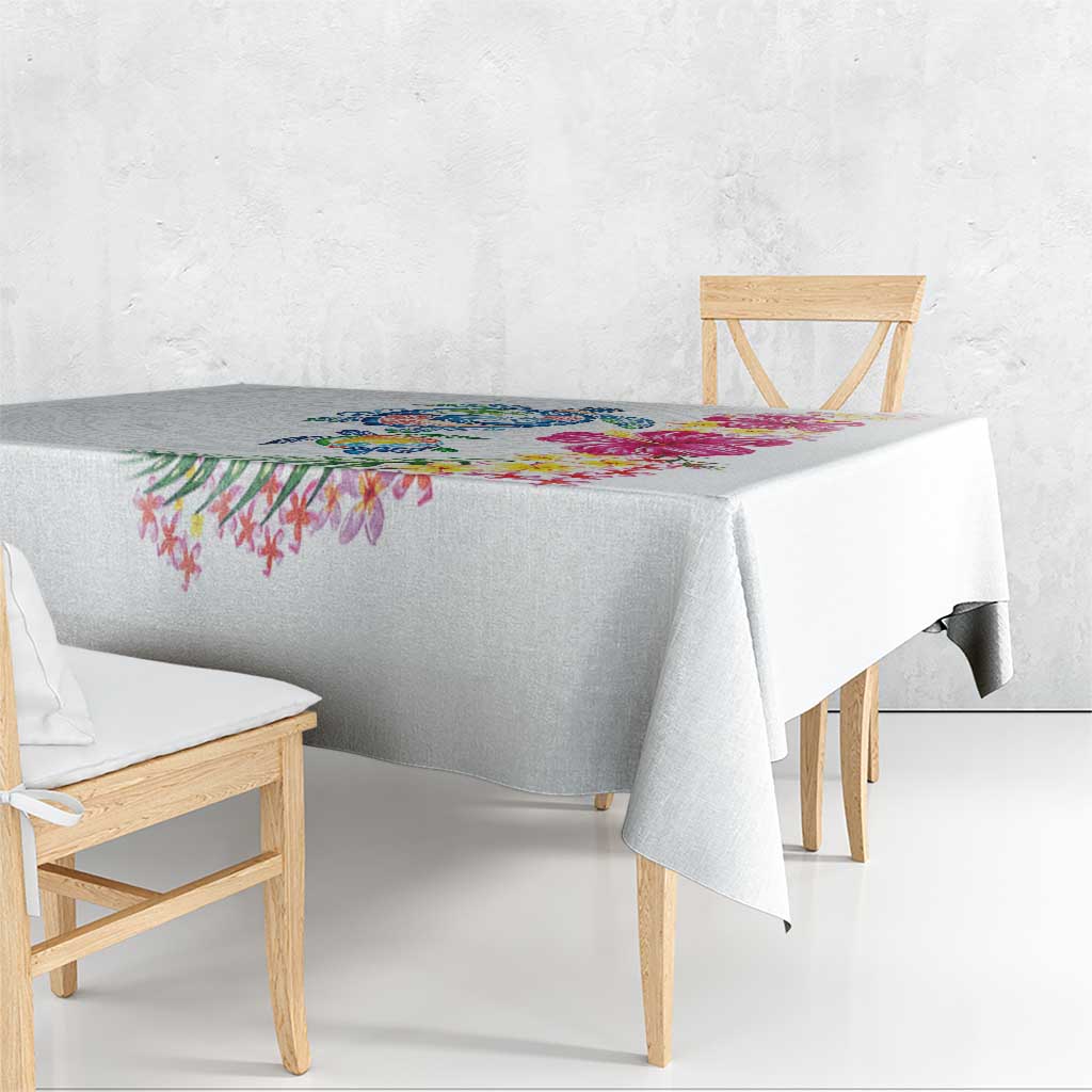 Hawaiian Abstract Art Turtles Tablecloth with Plumeria and Hibiscus LT03 - Polynesian Pride