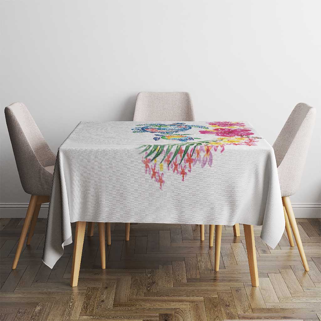 Hawaiian Abstract Art Turtles Tablecloth with Plumeria and Hibiscus LT03 - Polynesian Pride