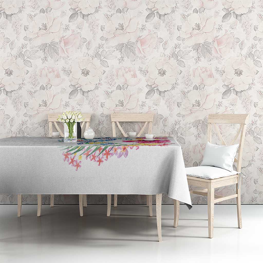 Hawaiian Abstract Art Turtles Tablecloth with Plumeria and Hibiscus LT03 - Polynesian Pride