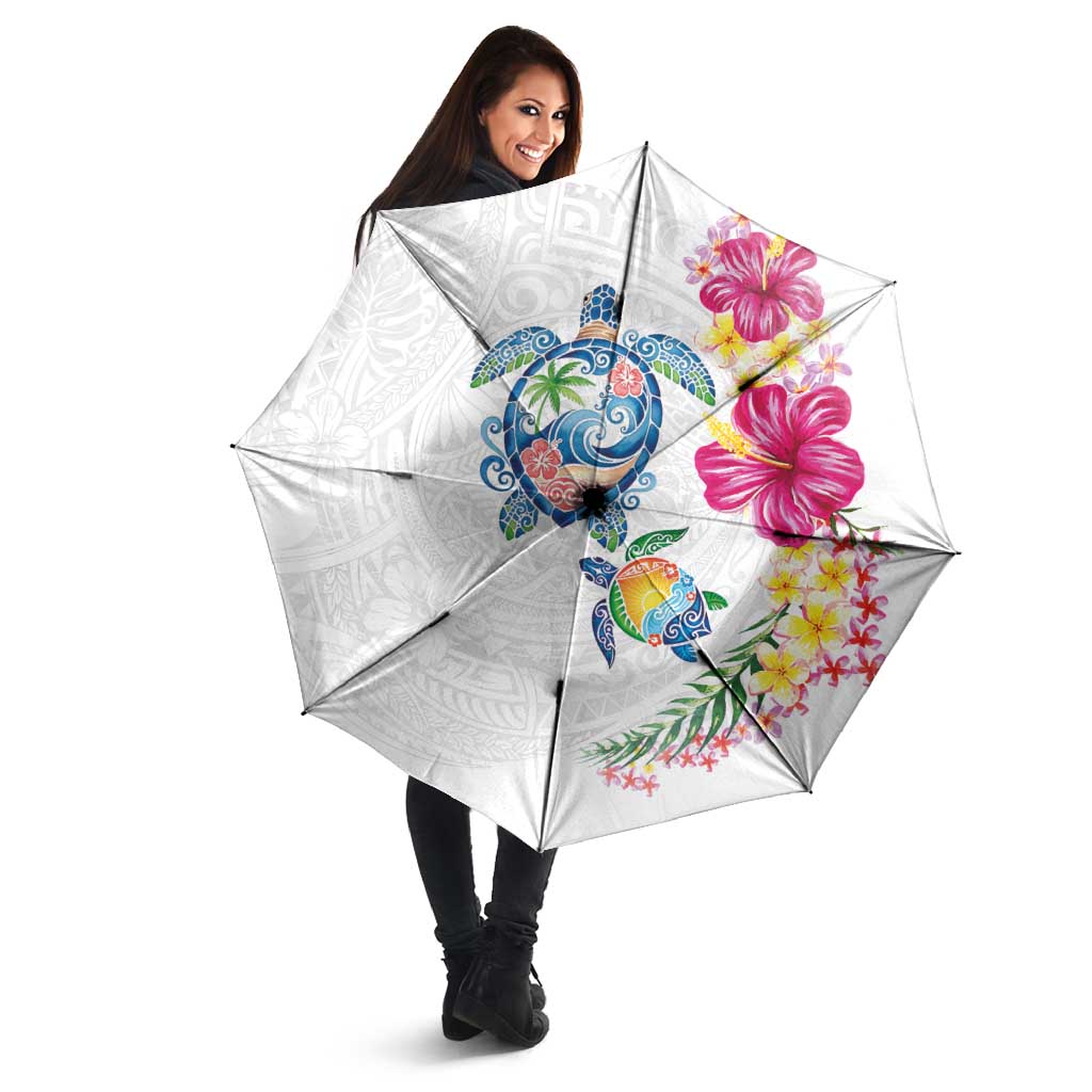 Hawaiian Abstract Art Turtles Umbrella with Plumeria and Hibiscus LT03 - Polynesian Pride