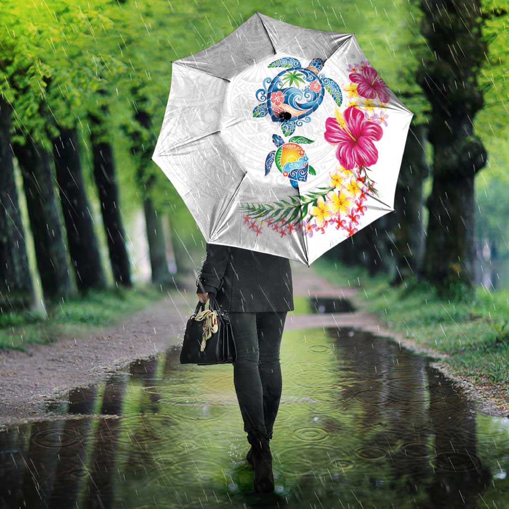 Hawaiian Abstract Art Turtles Umbrella with Plumeria and Hibiscus LT03 - Polynesian Pride