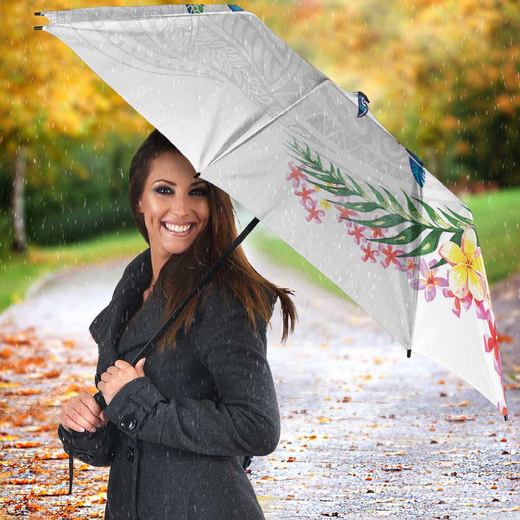 Hawaiian Abstract Art Turtles Umbrella with Plumeria and Hibiscus LT03 - Polynesian Pride