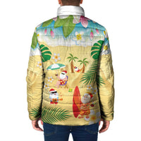 Hawaiian Mele Kalikimaka Padded Jacket Tropical Plumeria and Lei Funny Santa Beach LT03 - Polynesian Pride