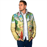 Hawaiian Mele Kalikimaka Padded Jacket Tropical Plumeria and Lei Funny Santa Beach LT03 - Polynesian Pride
