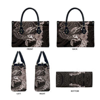 Hawaiian Plumeria and Hibiscus with Turtles Leather Bag Polynesian Art Grayscale LT03 - Polynesian Pride