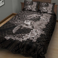 Hawaiian Plumeria and Hibiscus with Turtles Quilt Bed Set Polynesian Art Grayscale LT03 - Polynesian Pride