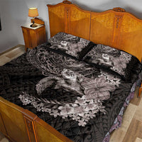 Hawaiian Plumeria and Hibiscus with Turtles Quilt Bed Set Polynesian Art Grayscale LT03 - Polynesian Pride