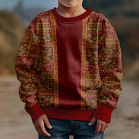 Hawaii Style Hibiscus and Tribal Element Fabric Patchwork Kid Ugly Christmas Sweater LT03 - Polynesian Pride