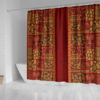 Hawaii Style Hibiscus and Tribal Element Fabric Patchwork Shower Curtain LT03 - Polynesian Pride