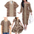 Hawaii Style Hibiscus and Tribal Element Fabric Patchwork Family Matching Off Shoulder Long Sleeve Dress and Hawaiian Shirt Beige Version LT03 - Polynesian Pride