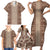 Hawaii Style Hibiscus and Tribal Element Fabric Patchwork Family Matching Short Sleeve Bodycon Dress and Hawaiian Shirt Beige Version LT03 - Polynesian Pride