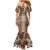 Hawaii Style Hibiscus and Tribal Element Fabric Patchwork Mermaid Dress Beige Version LT03 - Polynesian Pride