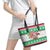 Hawaii Mele Kalikimaka Leather Tote Bag Aloha Santa and Palm Tree Mix Kakau Pattern LT03 - Polynesian Pride