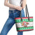 Hawaii Mele Kalikimaka Leather Tote Bag Aloha Santa and Palm Tree Mix Kakau Pattern LT03 - Polynesian Pride