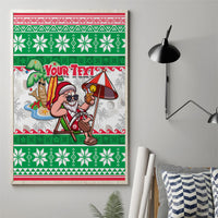 Custom Hawaii Mele Kalikimaka Canvas Wall Art Aloha Santa and Palm Tree Mix Kakau Pattern LT03 - Polynesian Pride