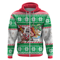 Custom Hawaii Mele Kalikimaka Hoodie Aloha Santa and Palm Tree Mix Kakau Pattern LT03 Zip Hoodie Green - Polynesian Pride