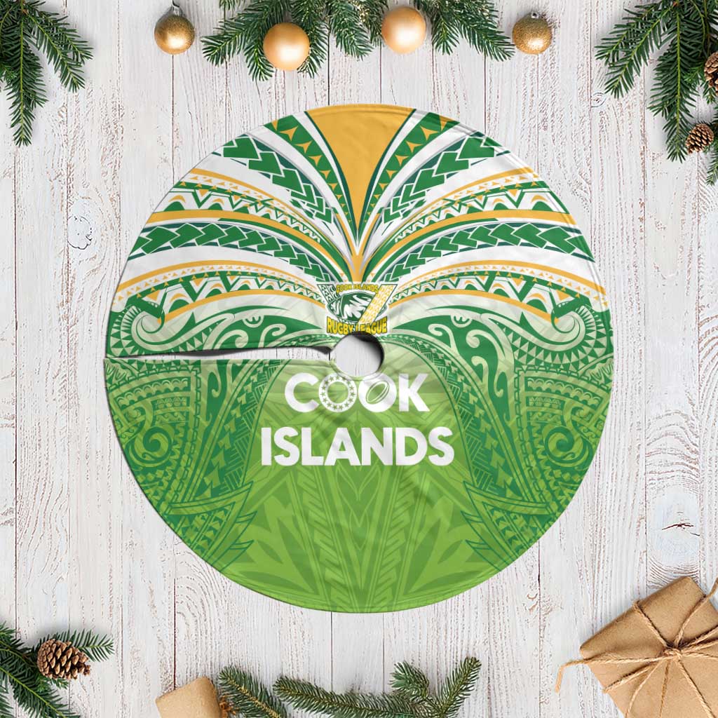 Cook Islands Rugby League Tree Skirt Tatau Tribal Motifs-Light Green Color LT03 Casual Green - Polynesian Pride