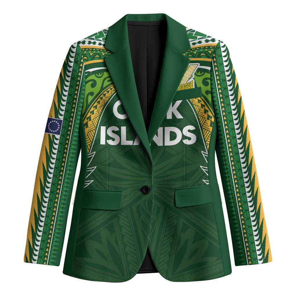 Custom Cook Islands Rugby League Blazer Tatau Tribal Motifs-Dark Green Color LT03 Unisex Green - Polynesian Pride