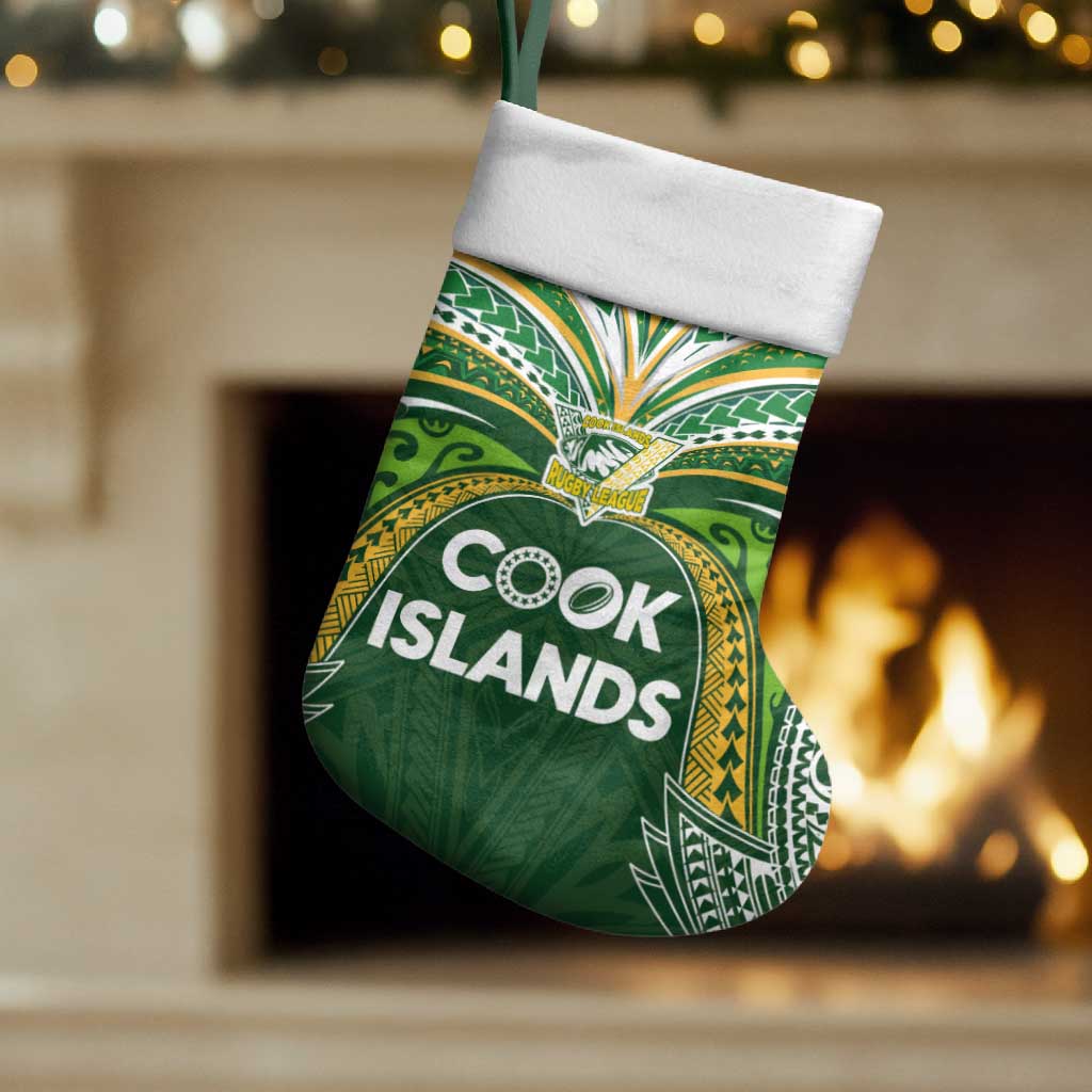 Cook Islands Rugby League Christmas Stocking Tatau Tribal Motifs-Dark Green Color LT03 Set of 2 Green - Polynesian Pride