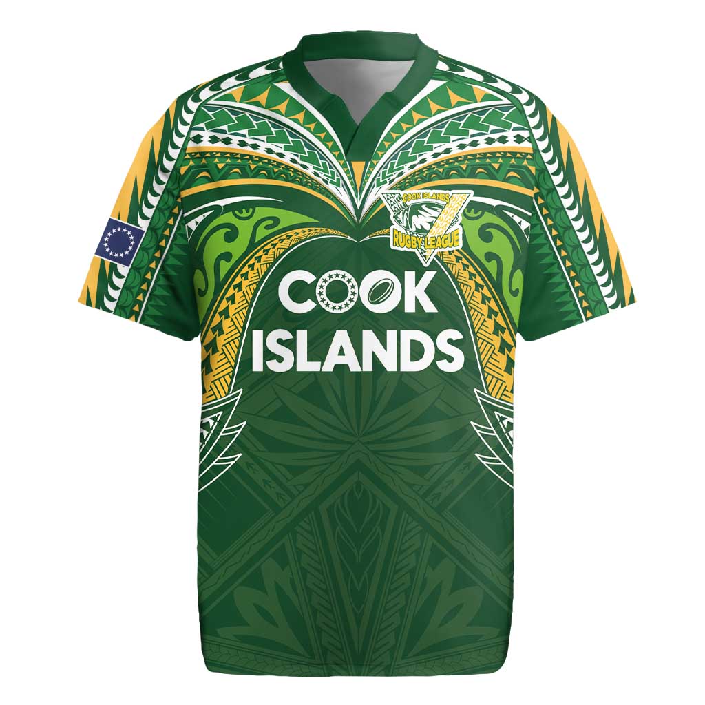 Custom Cook Islands Rugby League Rugby Jersey Tatau Tribal Motifs-Dark Green Color LT03 Green - Polynesian Pride