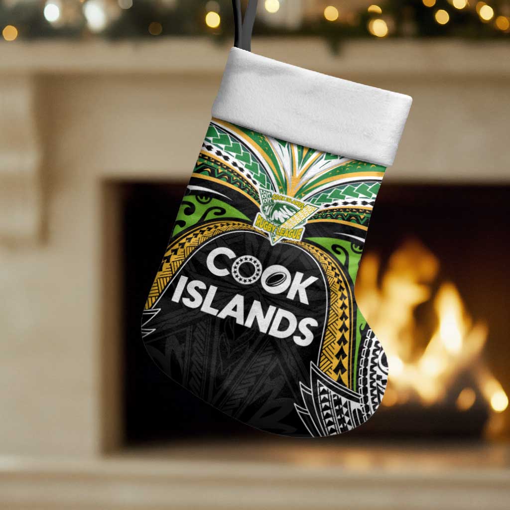 Cook Islands Rugby League Christmas Stocking Tatau Tribal Motifs-Black Color LT03 Set of 2 Black - Polynesian Pride