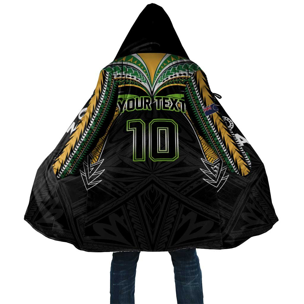 Custom Cook Islands Rugby League Cloak Tatau Tribal Motifs-Black Color LT03 Unisex Black - Polynesian Pride