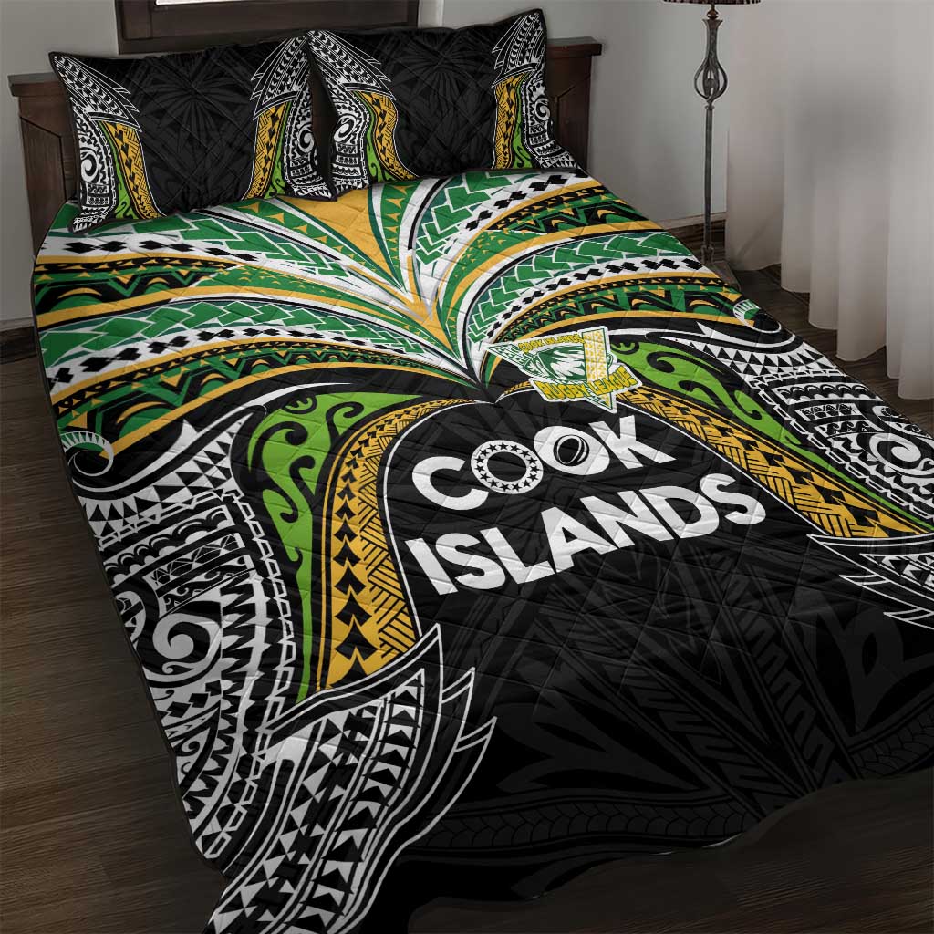 Cook Islands Rugby League Quilt Bed Set Tatau Tribal Motifs-Black Color LT03 Black - Polynesian Pride