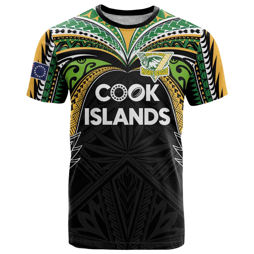 Custom Cook Islands Rugby League T Shirt Tatau Tribal Motifs-Black Color LT03 Black - Polynesian Pride