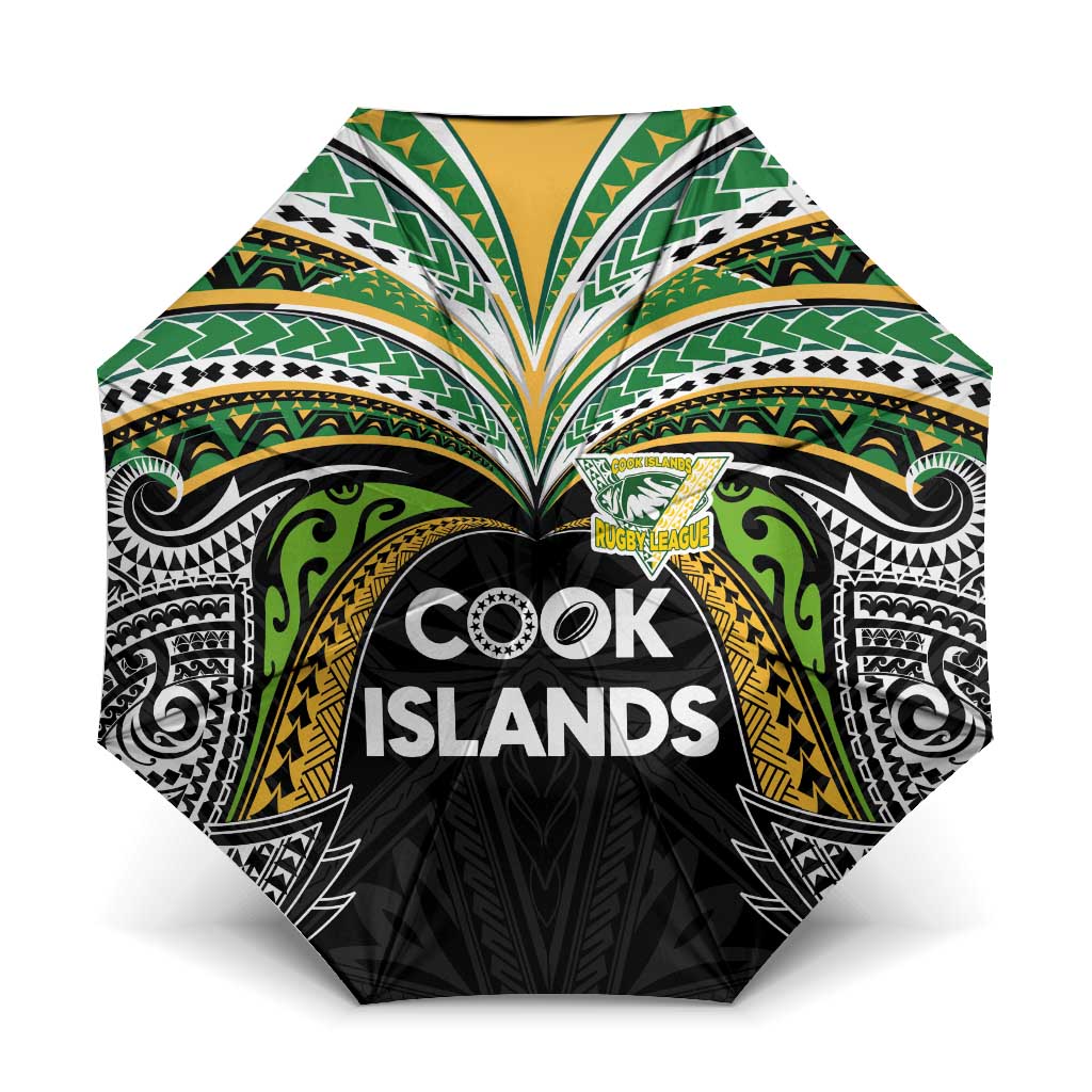 Cook Islands Rugby League Umbrella Tatau Tribal Motifs-Black Color LT03 One Size Folded 11.42 inch Opened Diameter 37.4 inch Black - Polynesian Pride