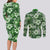 Hawaiian Quilt Pattern Couples Matching Long Sleeve Bodycon Dress and Long Sleeve Button Shirt Hibiscus and Tribal Element Vintage Green Vibe LT03 - Polynesian Pride