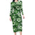 Hawaiian Quilt Pattern Family Matching Long Sleeve Bodycon Dress and Hawaiian Shirt Hibiscus and Tribal Element Vintage Green Vibe LT03 Mom's Dress Green - Polynesian Pride