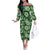 Hawaiian Quilt Pattern Family Matching Off Shoulder Long Sleeve Dress and Hawaiian Shirt Hibiscus and Tribal Element Vintage Green Vibe LT03 Mom's Dress Green - Polynesian Pride